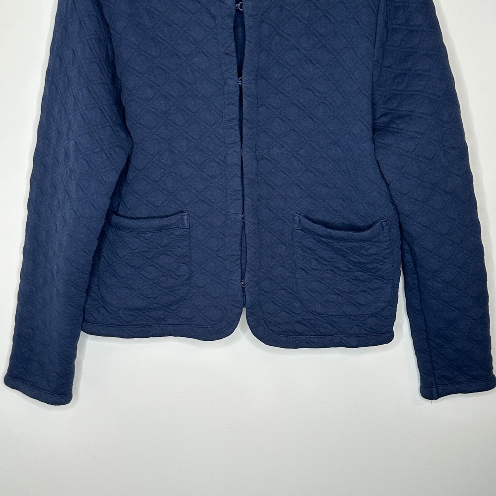 J. Crew Factory‎ Quilted Jacket Women's Medium Navy Blue Open Front Pockets Fa24 - Picture 7 of 11